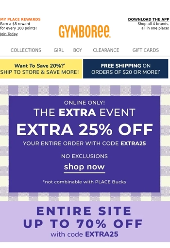 Hurry! Your EXTRA 25% off ends tomorrow!